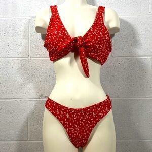 Zaful 2 piece red and white floral bikini​​​​​​​​​​​​​